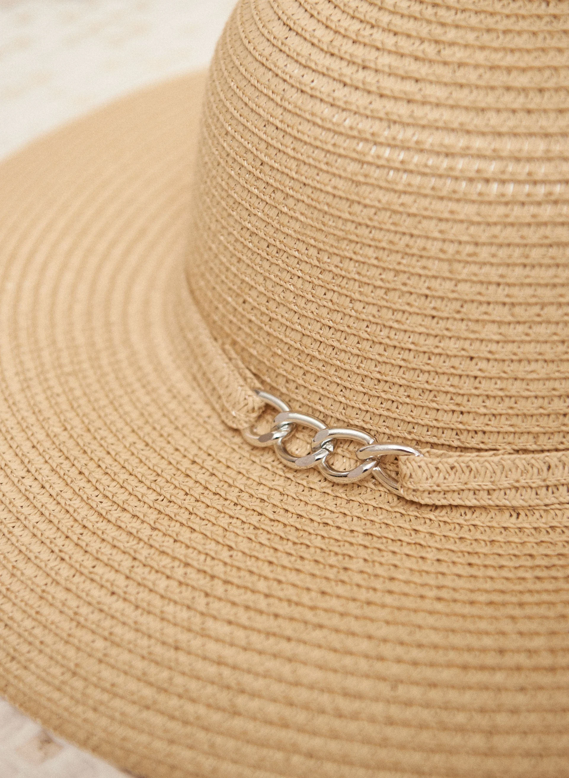 Wide Brimmed Chain Detail Hat - Image 2