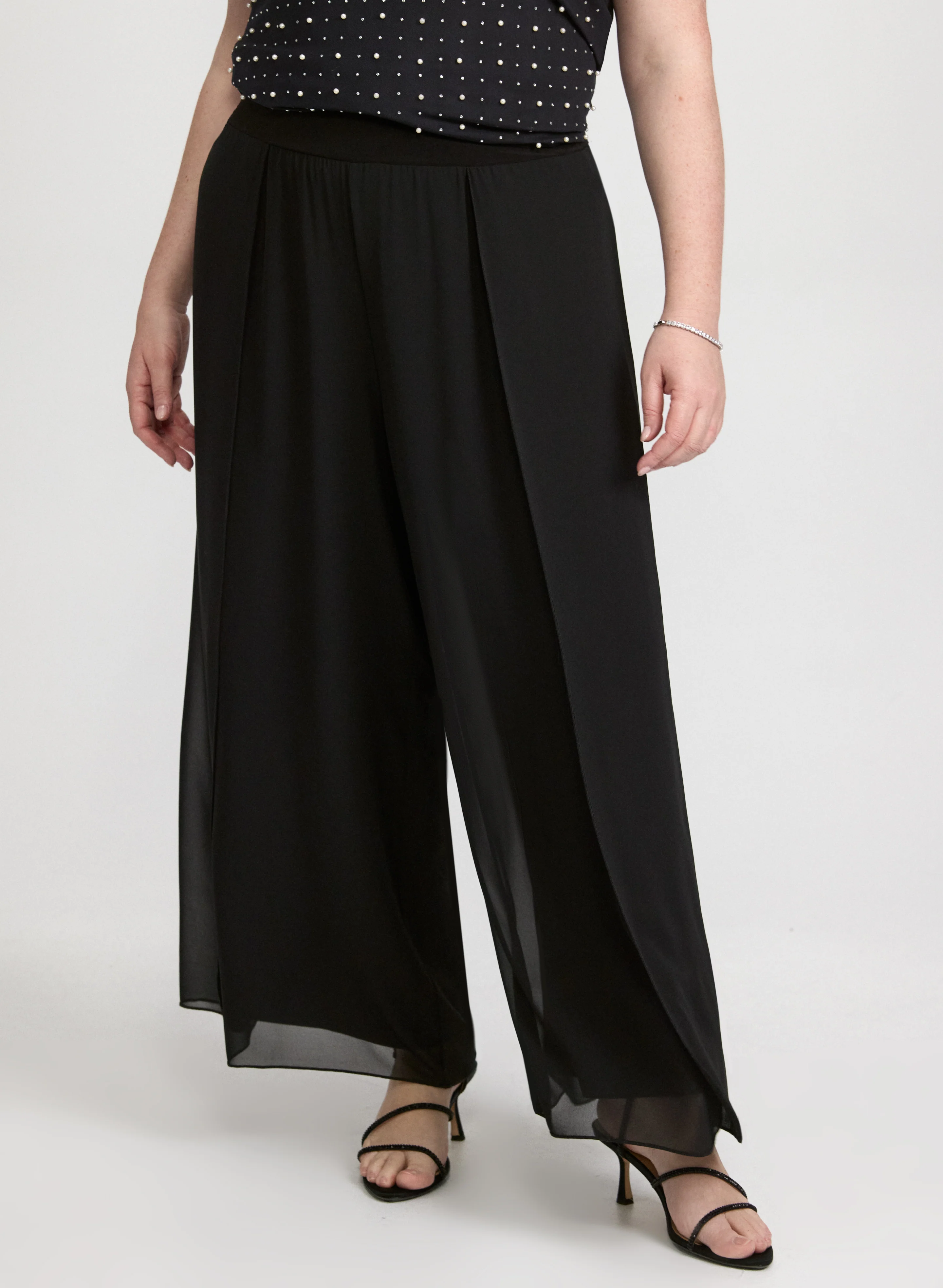 Wide-Leg Chiffon Pants