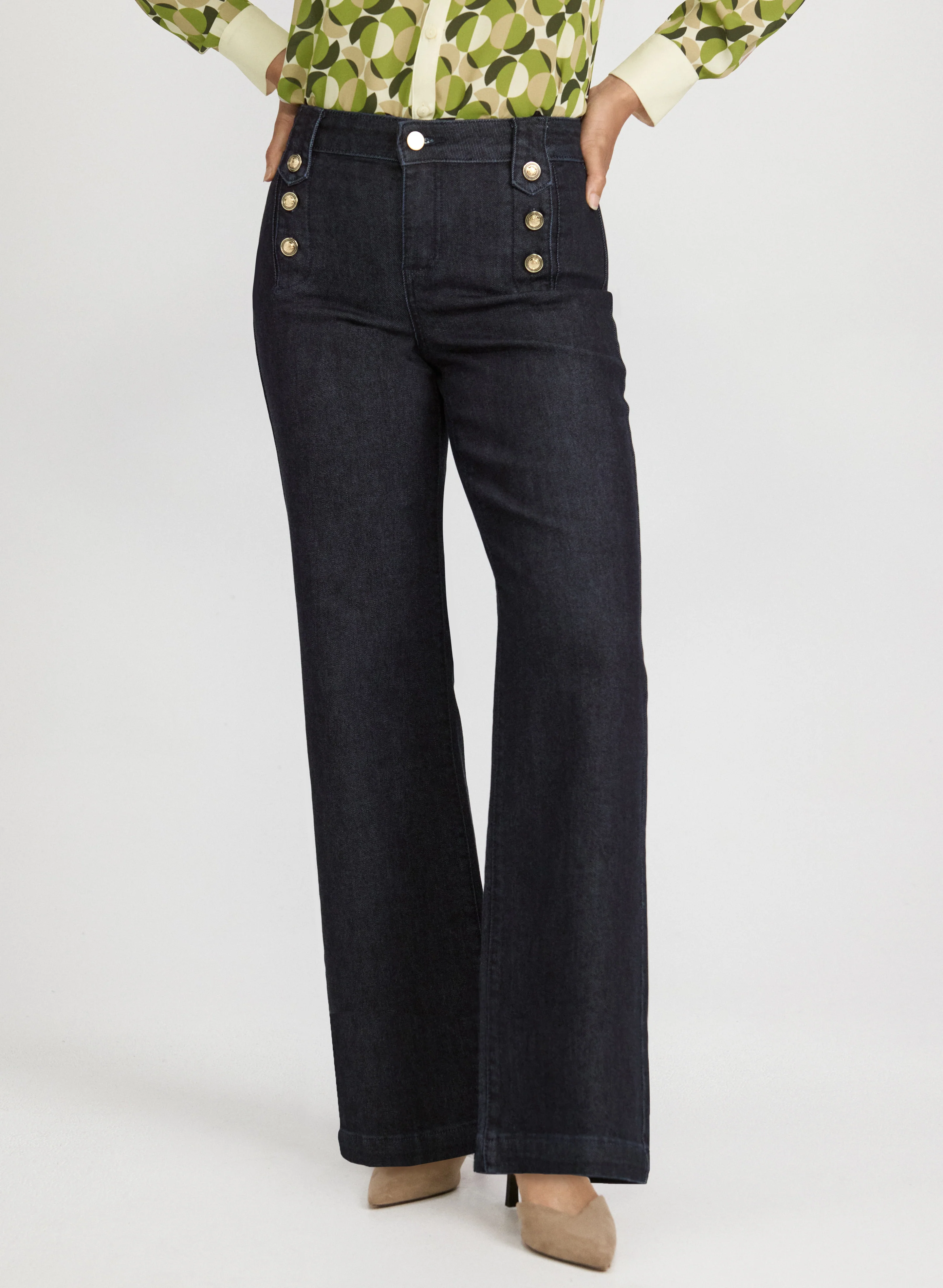Wide-Leg Denim Pants