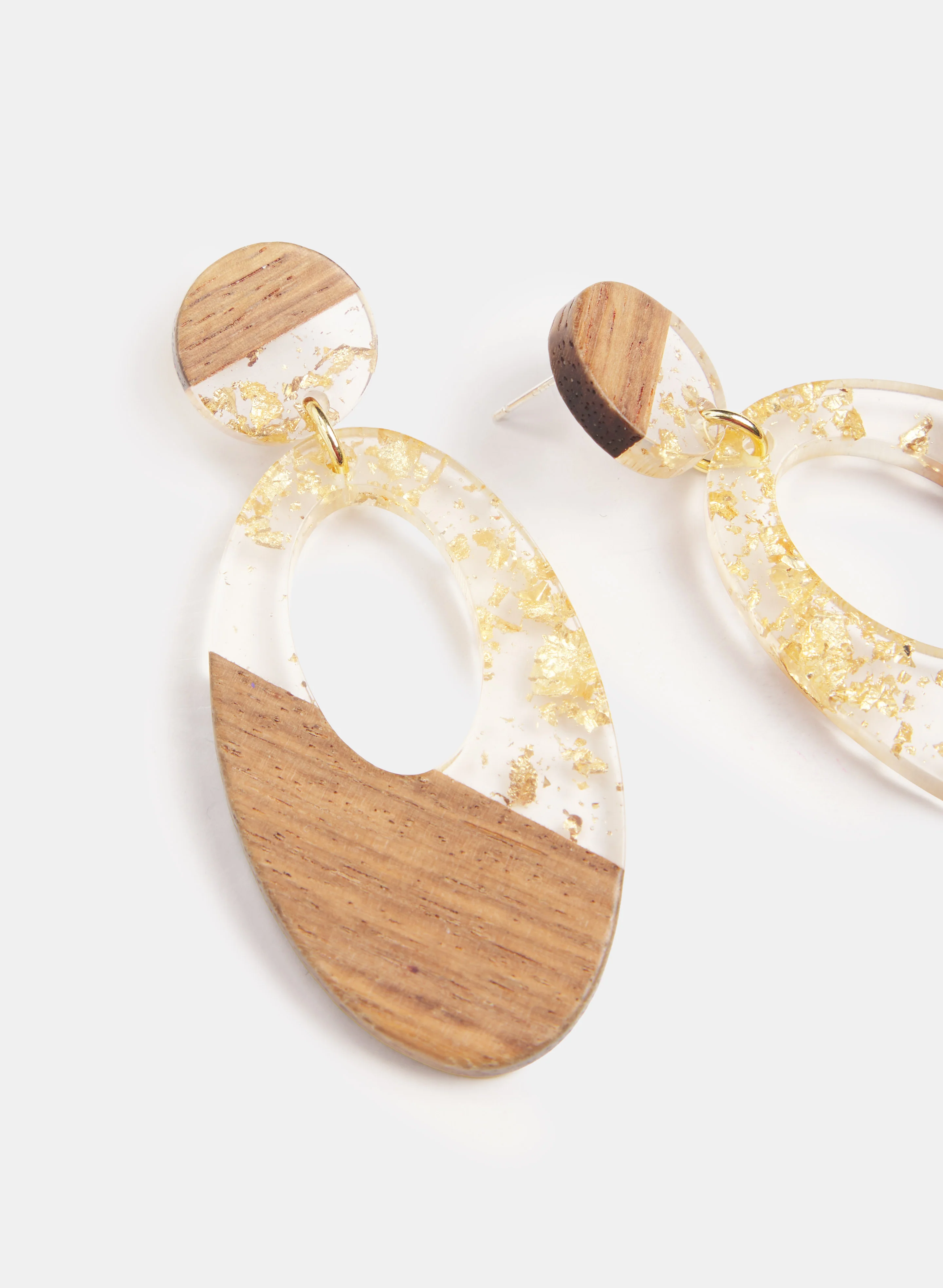 Wood & Resin Drop Earrings - Image 2