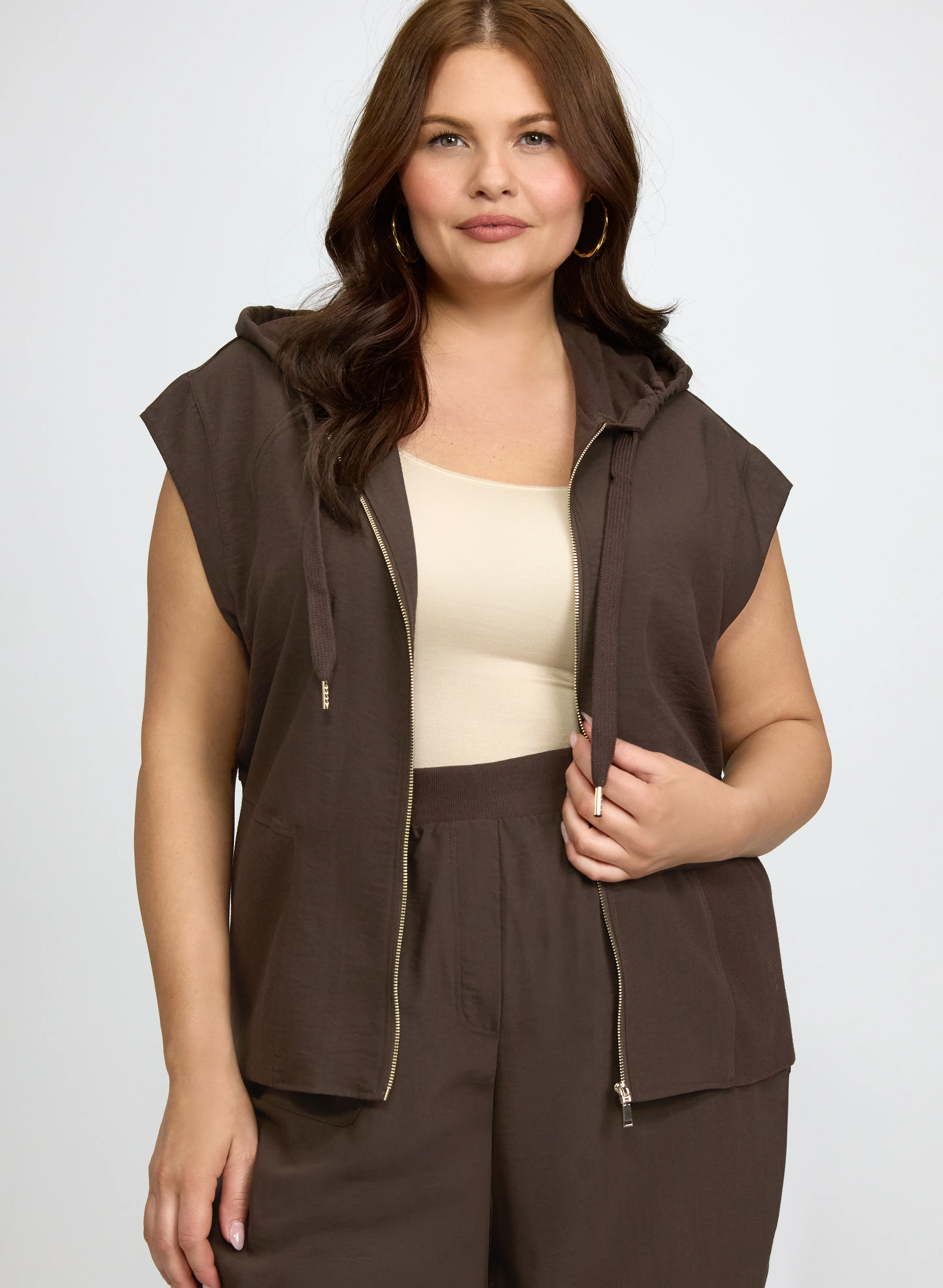 Zip Front Hooded Top