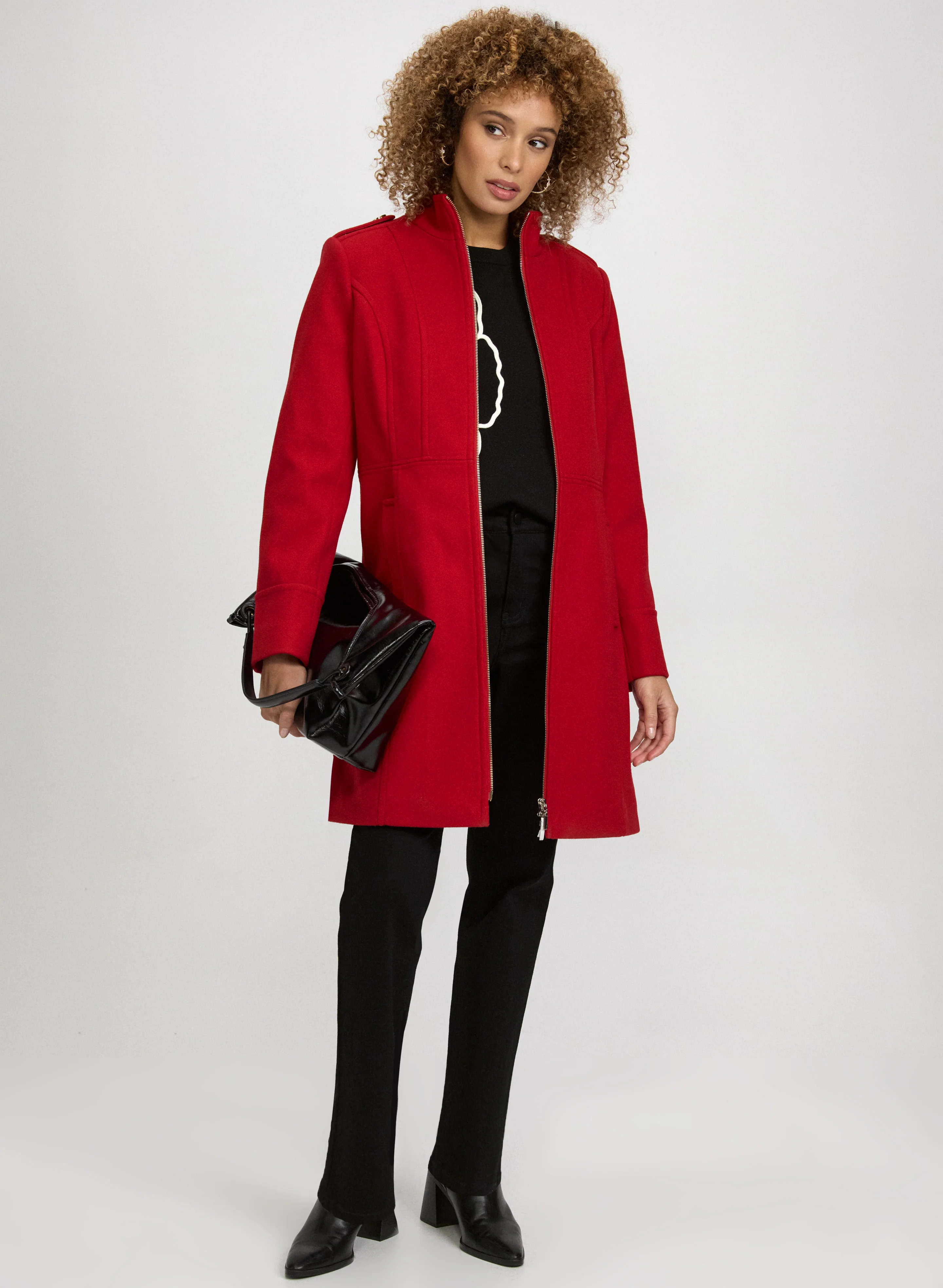 Zip Front Wool-Blend Coat - Image 2