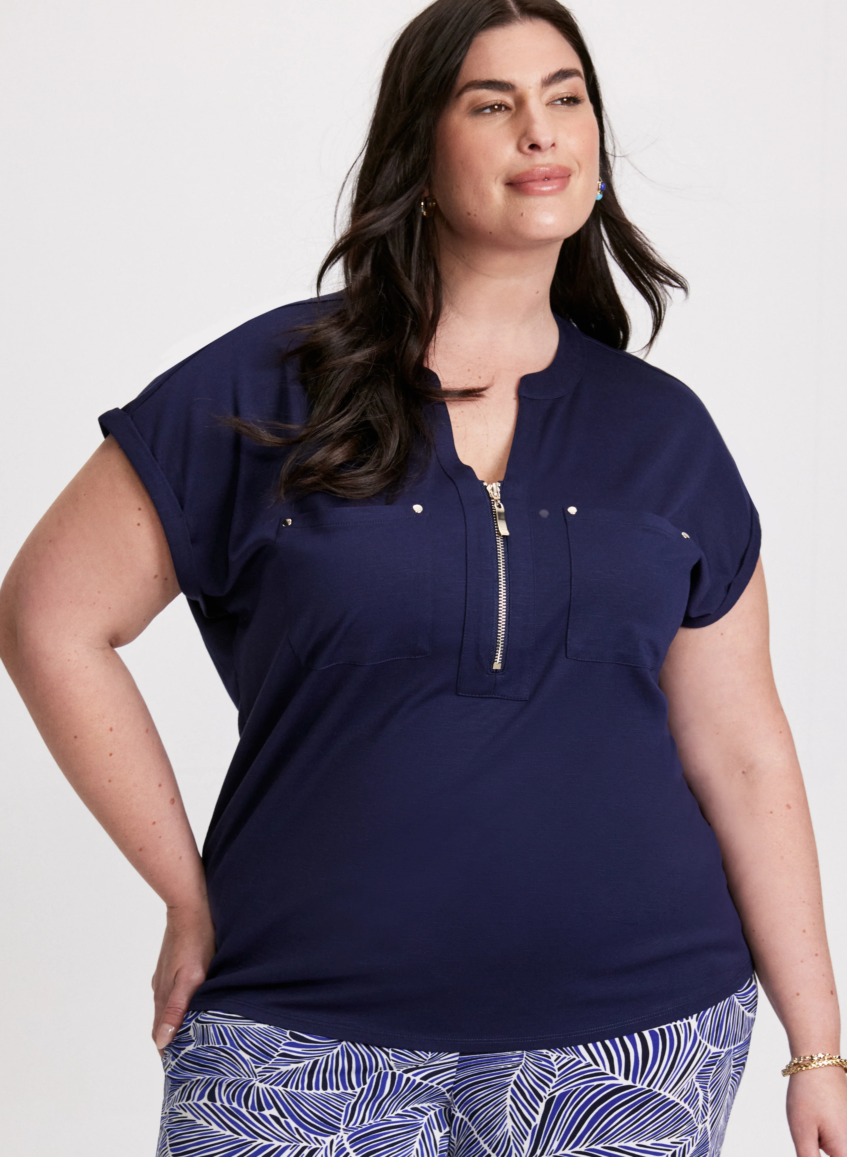 Zipper Neckline T-Shirt - Image 5